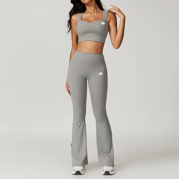 Comfy & Stylish: Sports Bra with Bell Bottom Trousers